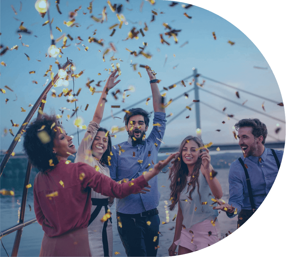 group of people celebrating